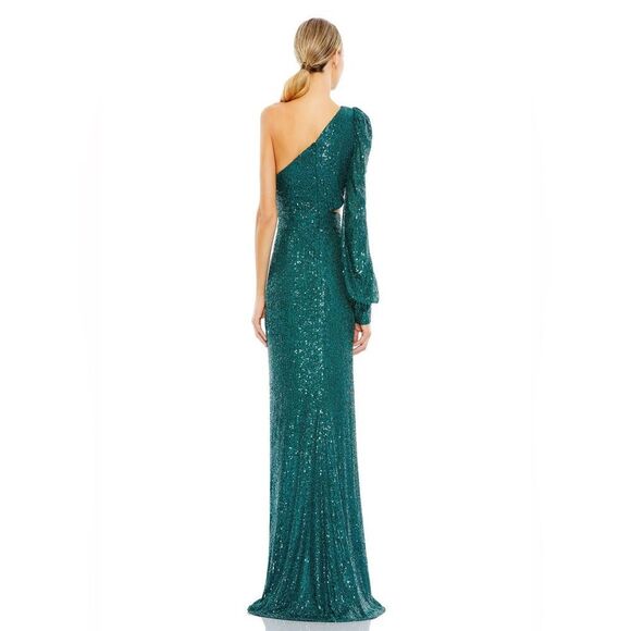 NWT IEENA For Mac Duggal Sequined One Shoulder Cut Out Gown size 4 Style 26730 - Picture 2 of 9
